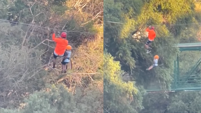 6-year-old on zipline