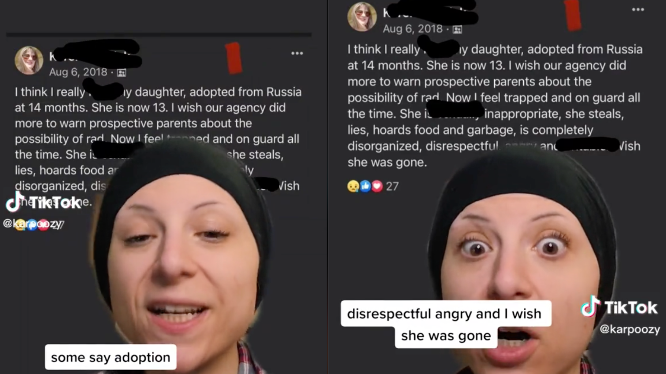 TikToker talking about adoption