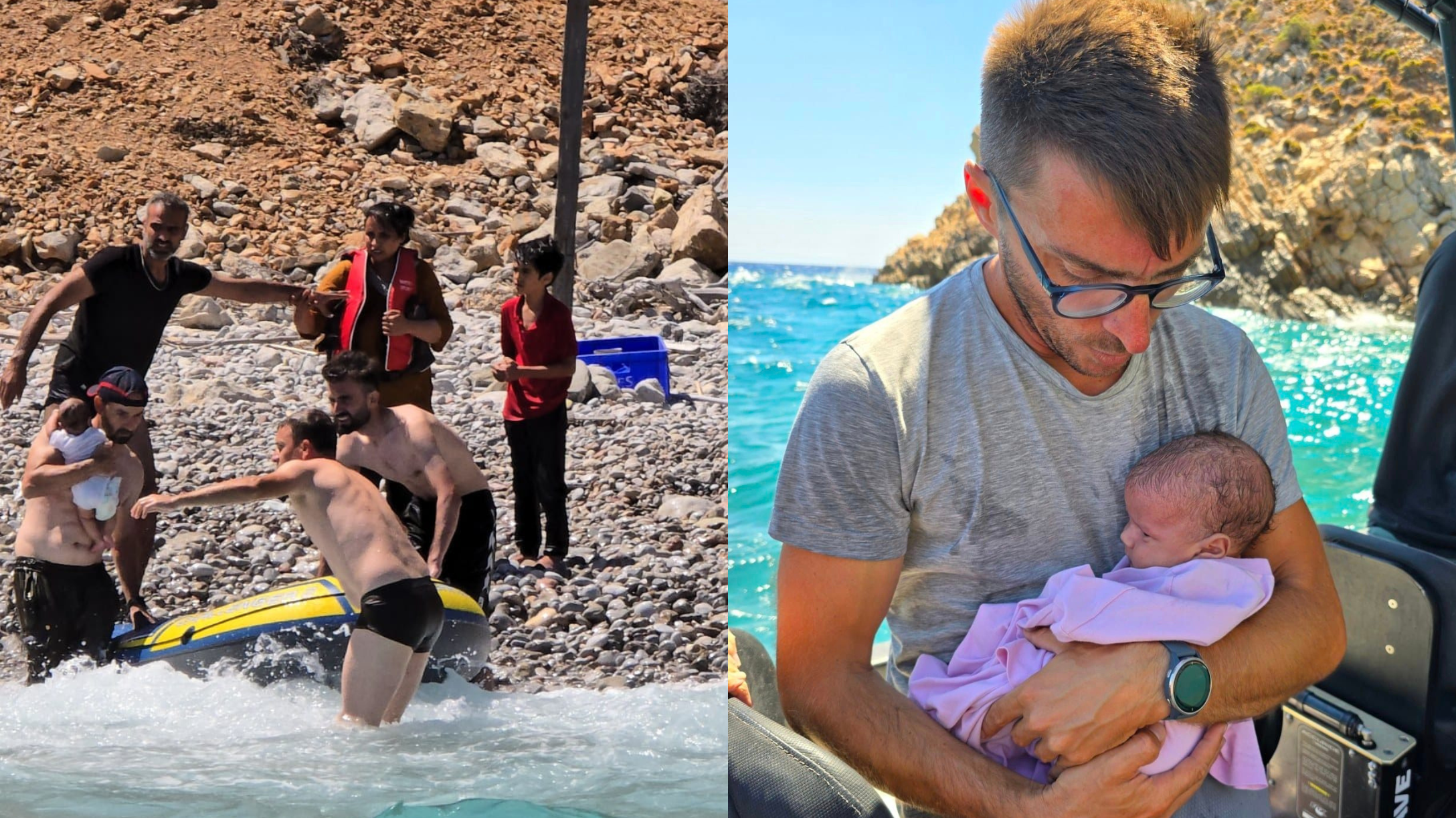 Greek refugee baby rescue