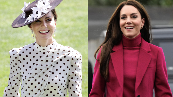Kate Middleton polka dot dress pink jacket main image