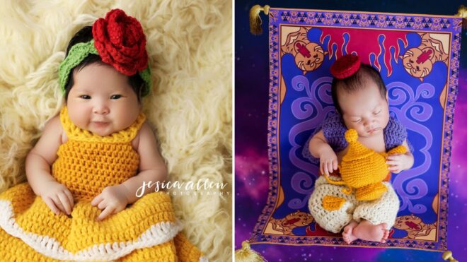 Mom Crochets Tiny Outfits to Dress Newborns as Disney Characters