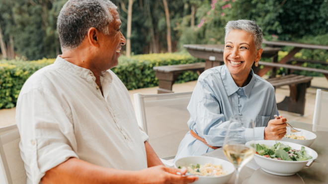 Older couple eating