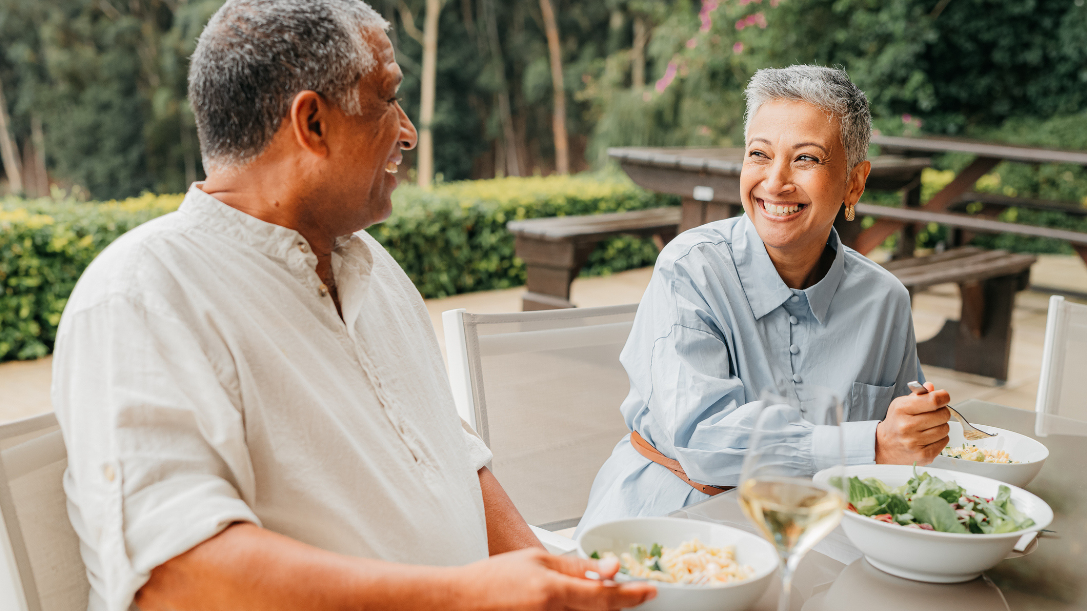 Older couple eating