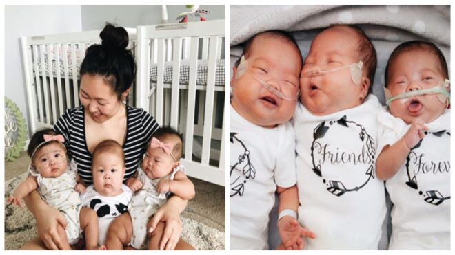 Rachel Cho with triplets