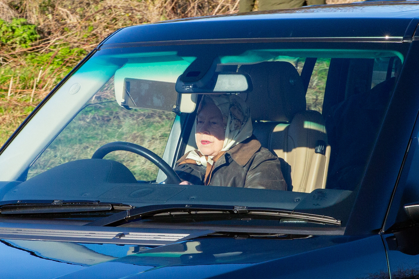 *NO UK PAPERS - NO UK WEBSITES* Queen Elizabeth Driving Near Sandringham, Norfolk On Friday Afternoon
