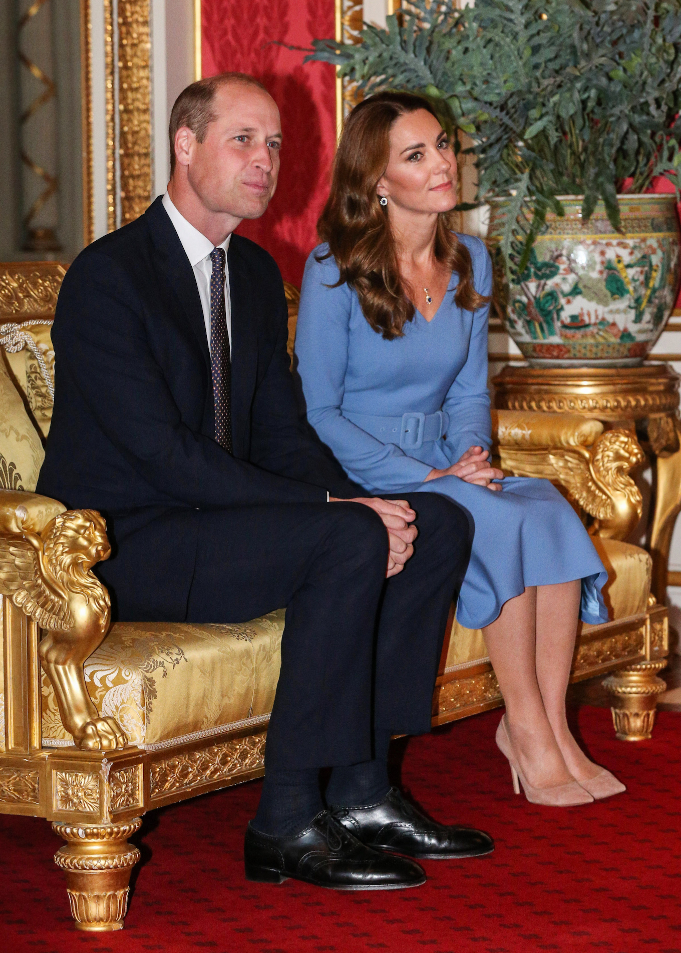 The Duke And Duchess Of Cambridge Meet The President Of Ukraine During An Audience At Buckingham Palace - POOL