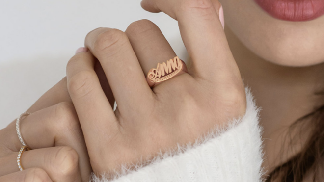 Oak and Luna Name Ring