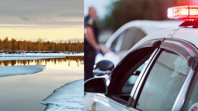 river and police car
