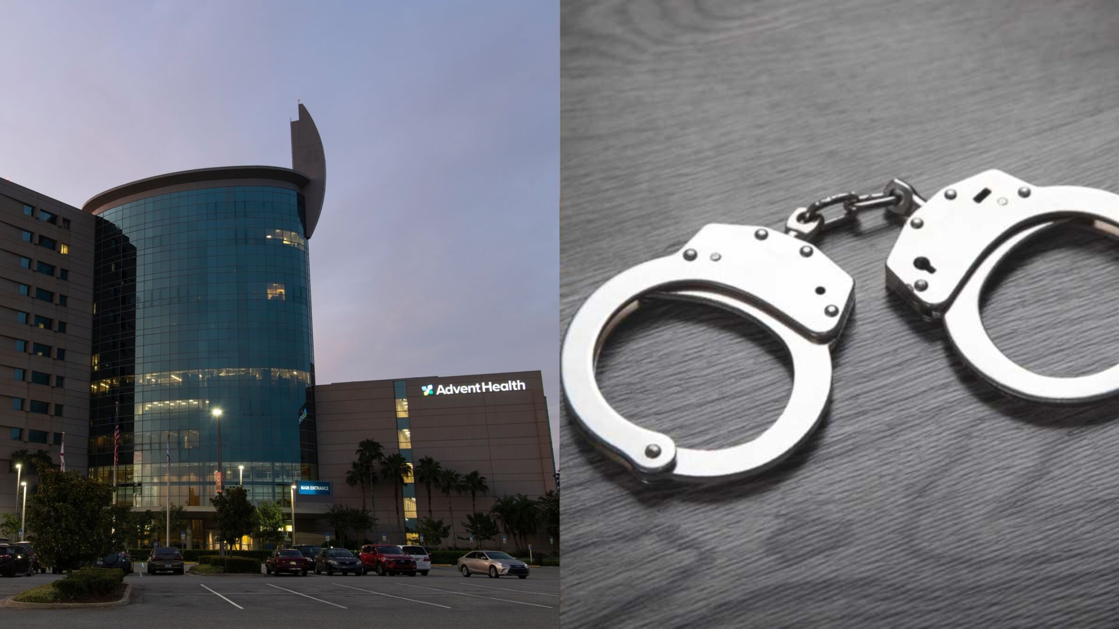 AdventHealth Daytona Beach; pair of handcuffs.