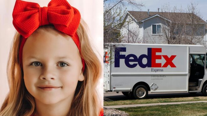 Athena Strand and FedEx truck