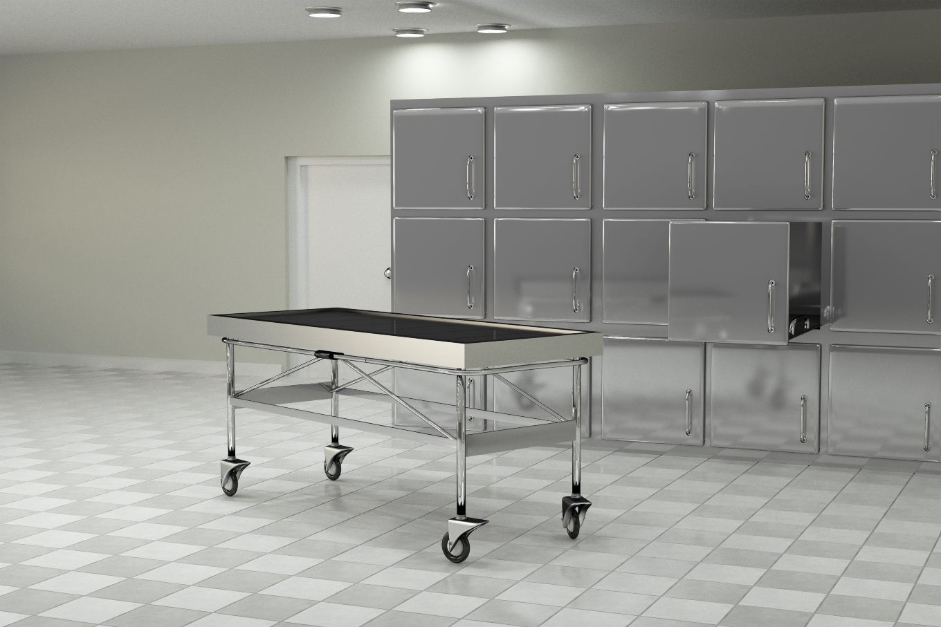 3d rendering of a macabre autopsy room