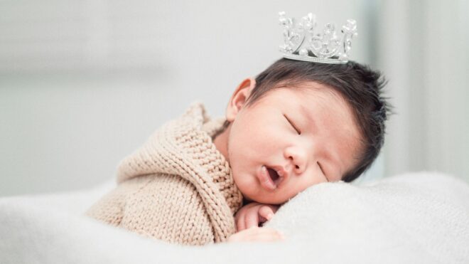 baby boy wearing crown