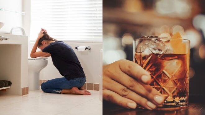 woman in front of toilet