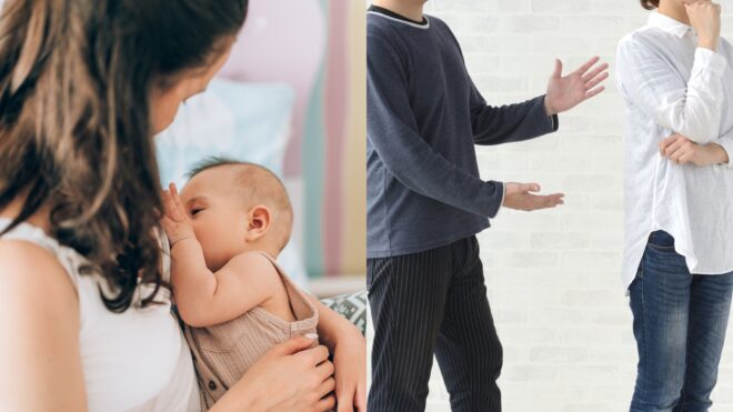 woman breastfeeding baby