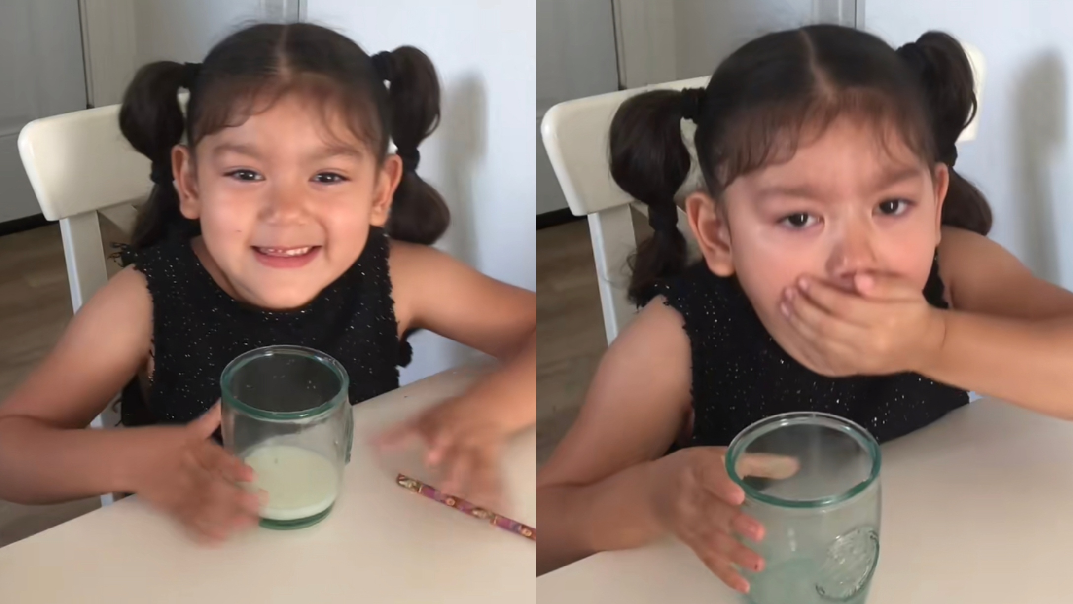 girl trying breast milk