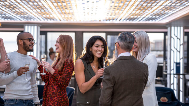 co-workers at a mixer
