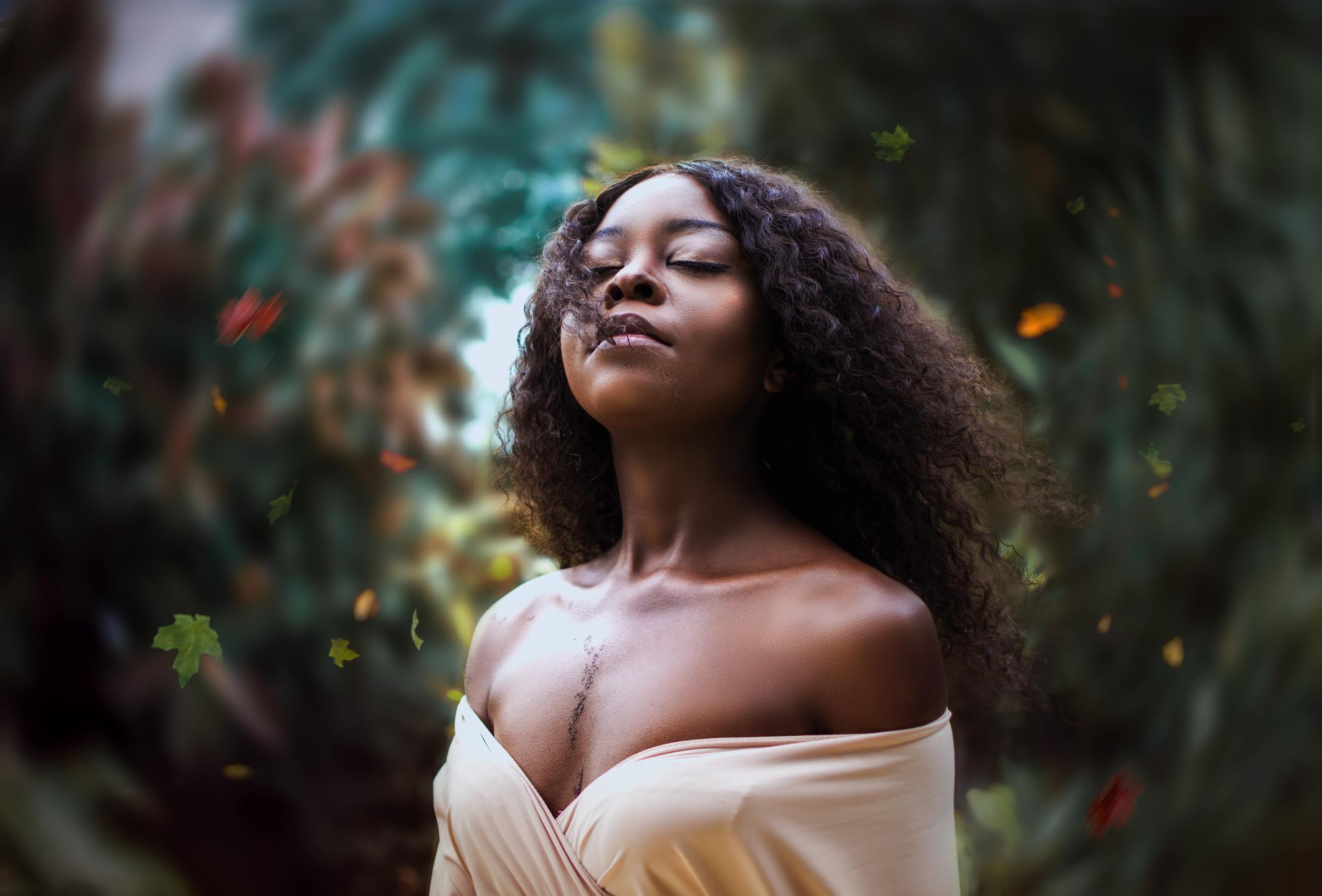 woman thinking with eyes closed