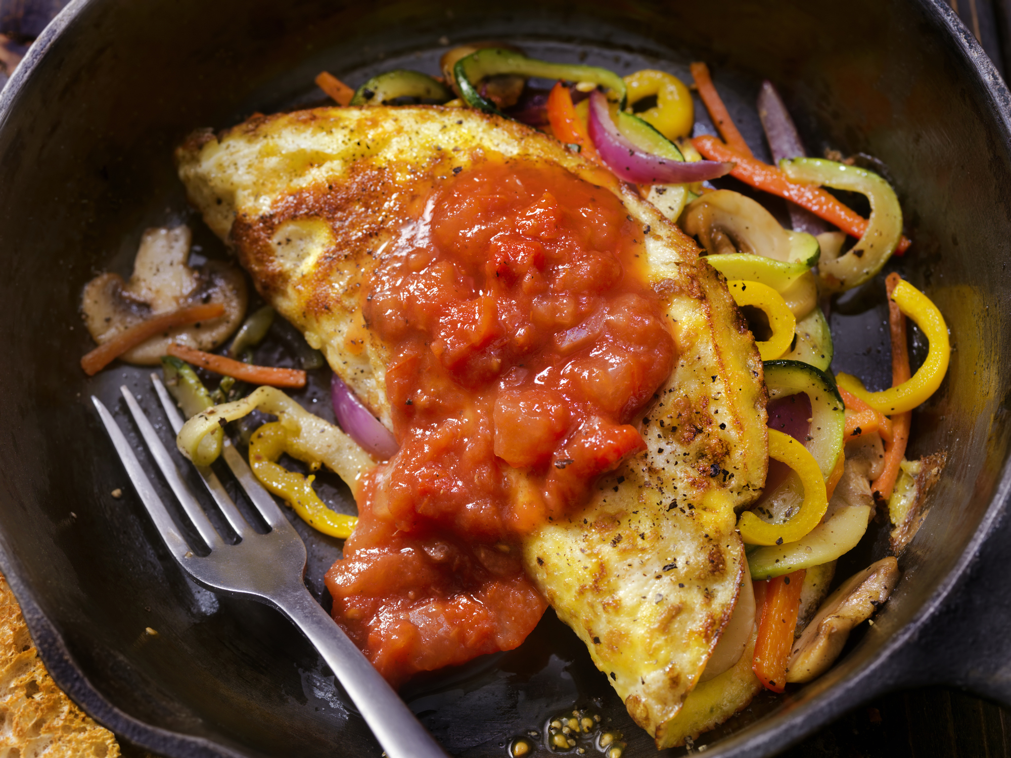 Stir Fried Veggie Omelet with Salsa