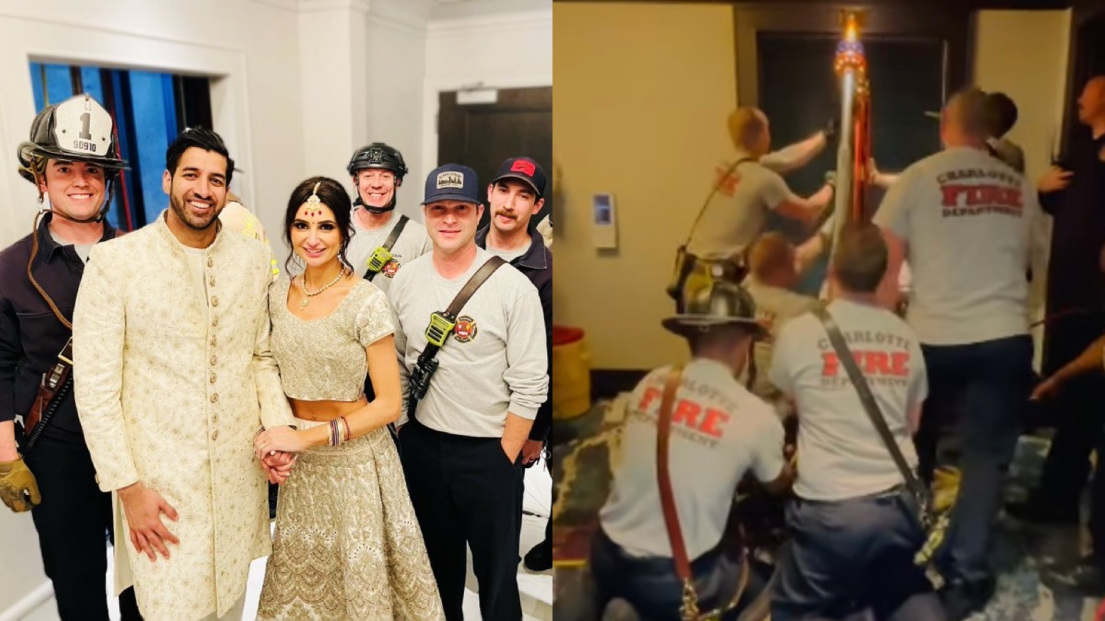 newlyweds trapped in elevator