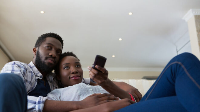 couple watching romantic movie