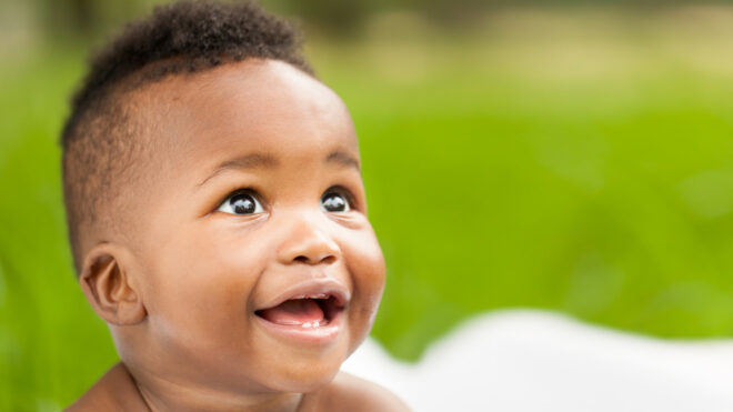 Portrait of cute newborn baby boy