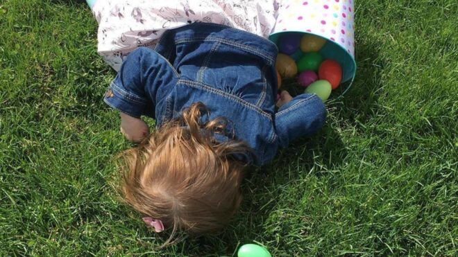 girl fallen girl easter egg hunt fails