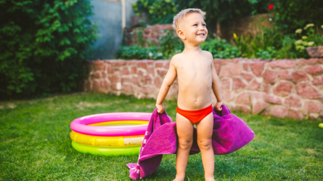 Little boy in swimsuit