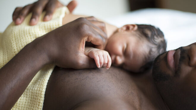 Dad and newborn