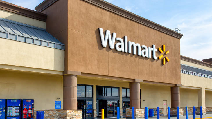 Outside view of a Walmart storefront.