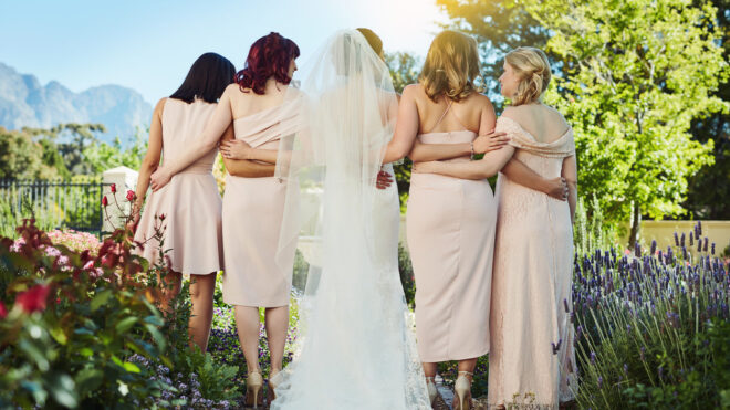 bridesmaids and bride