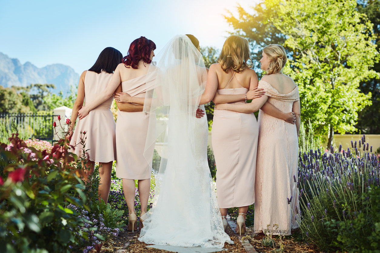 bridesmaids and bride