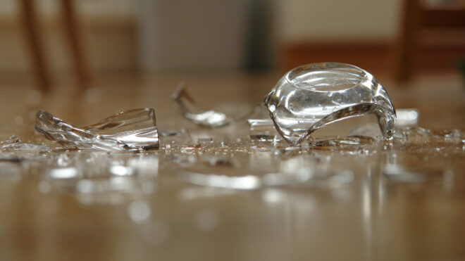 broken glass on the floor