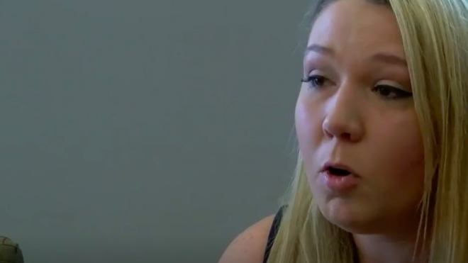 Myranda Juarez speaks to a news reporter about the incident.