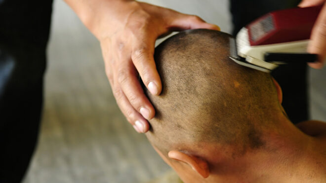head being shaved