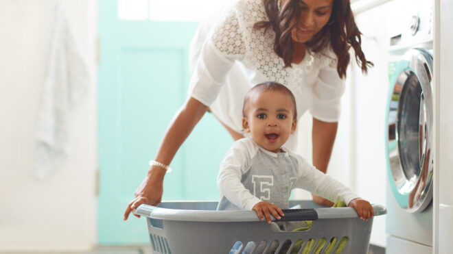stay-at-home mom doing laundry