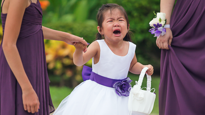 flower girl crying