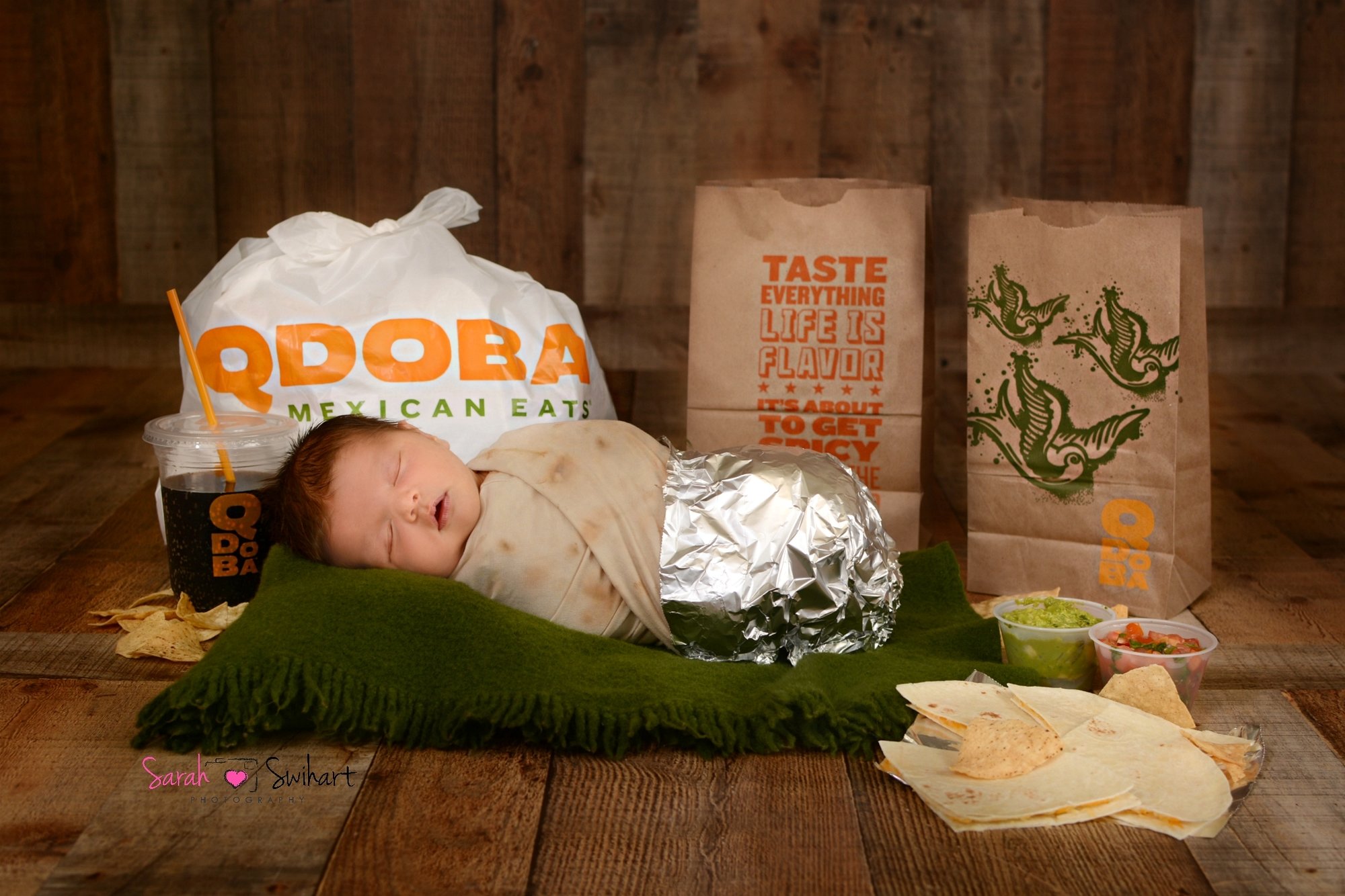 Jessica O'Brien's baby is wrapped up like a Qdoba burrito