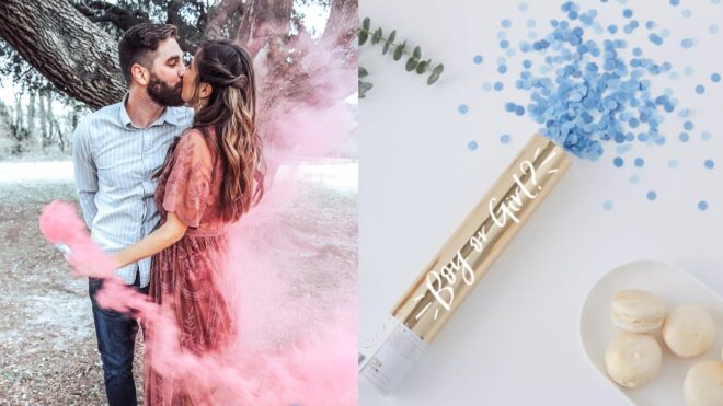 Gender reveal powders and confetti