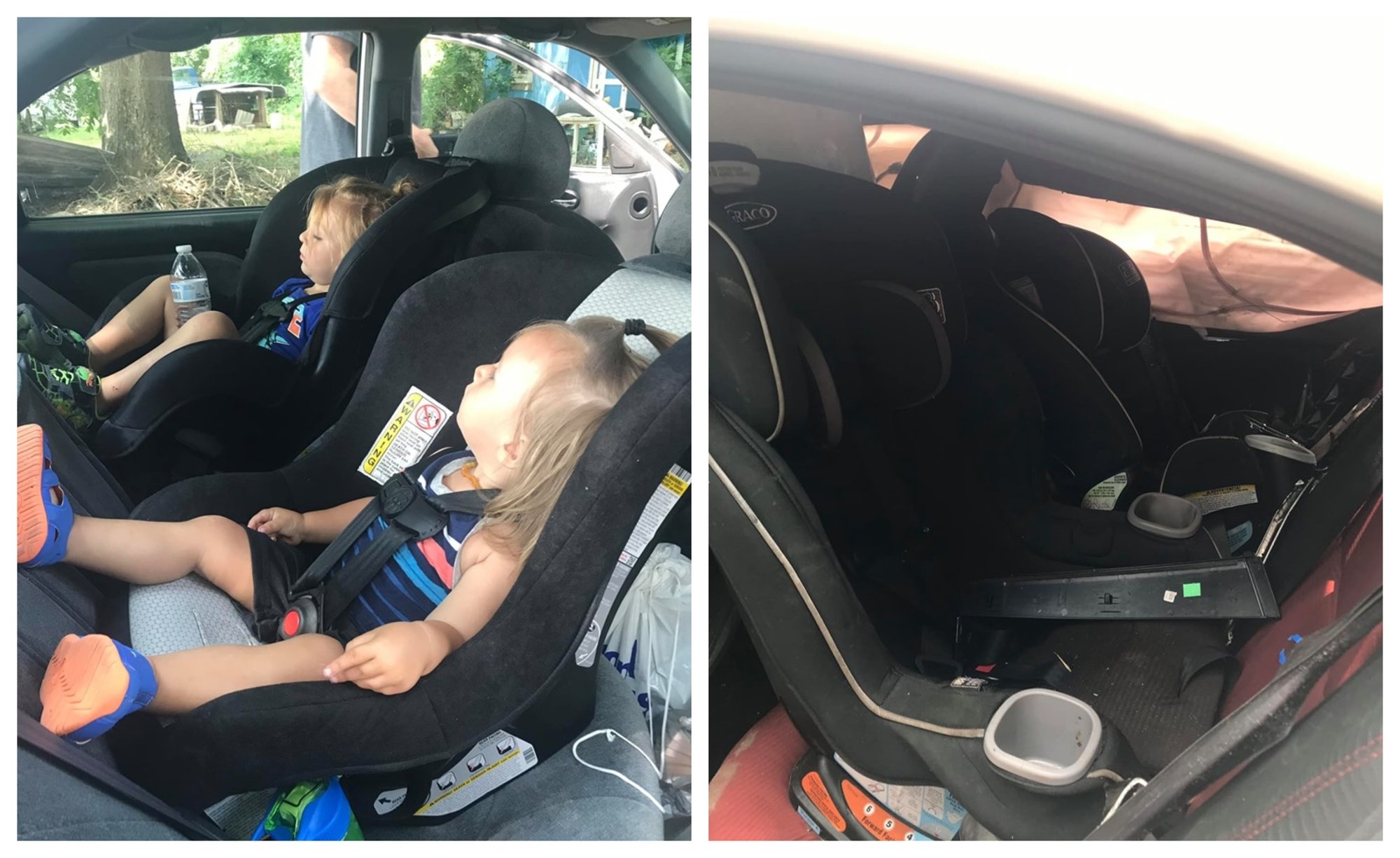 Photo of Savannah Baker's kids in rear-facing car seats