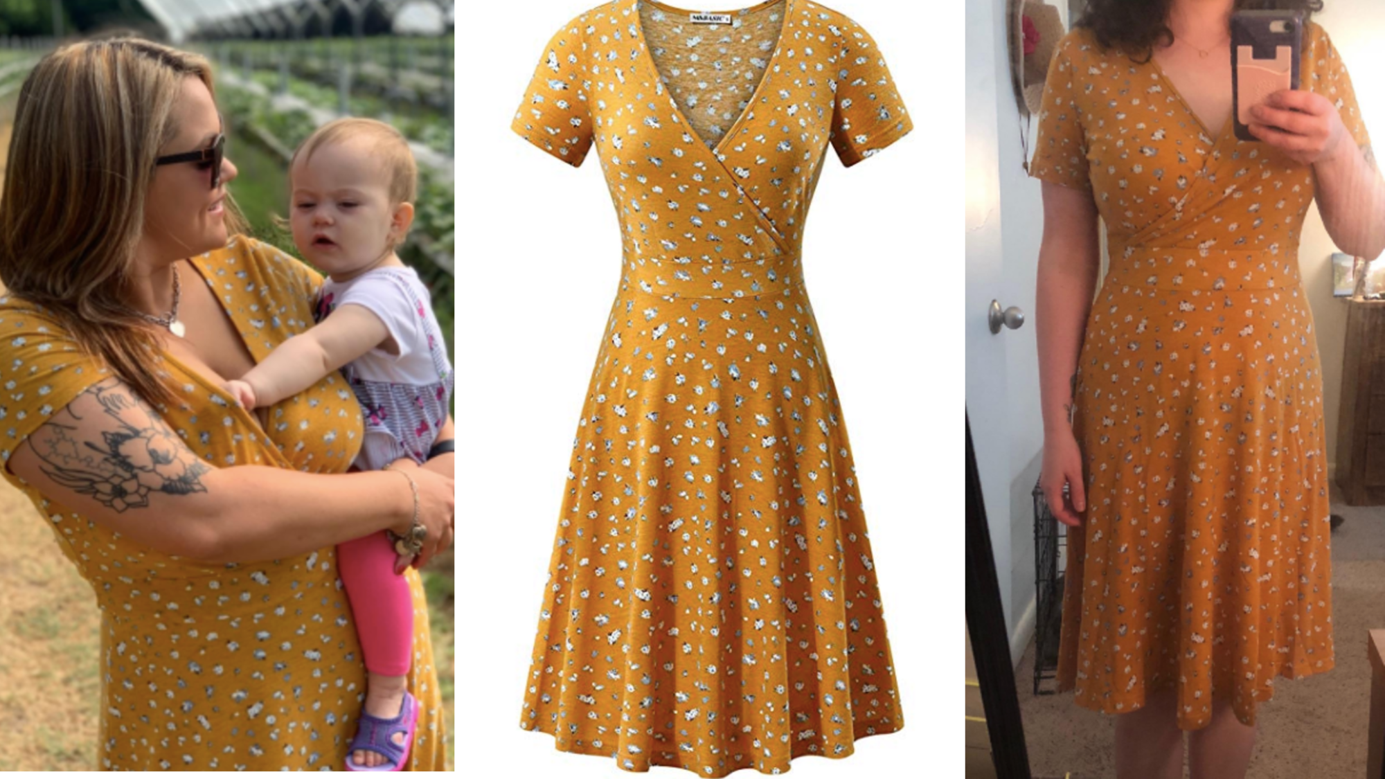 yellow wrap dress