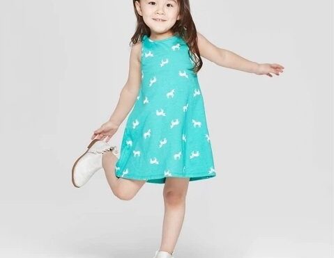 Toddler Girls 'Unicorn' A Line Dress - Cat & Jack Aqua