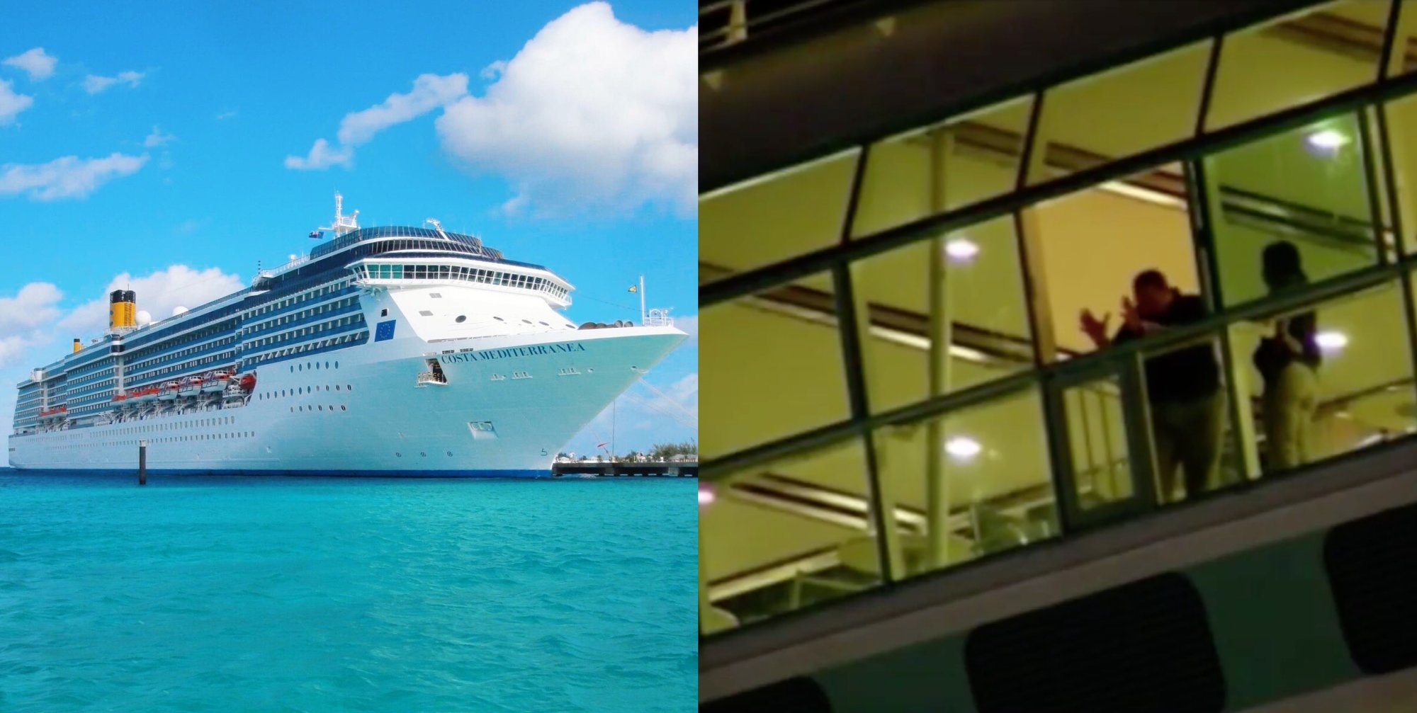 Cruise ship sailing blue sea