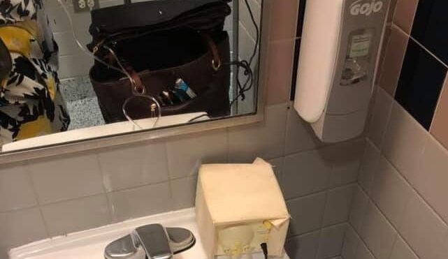 Mom's photo of pump in women's bathroom