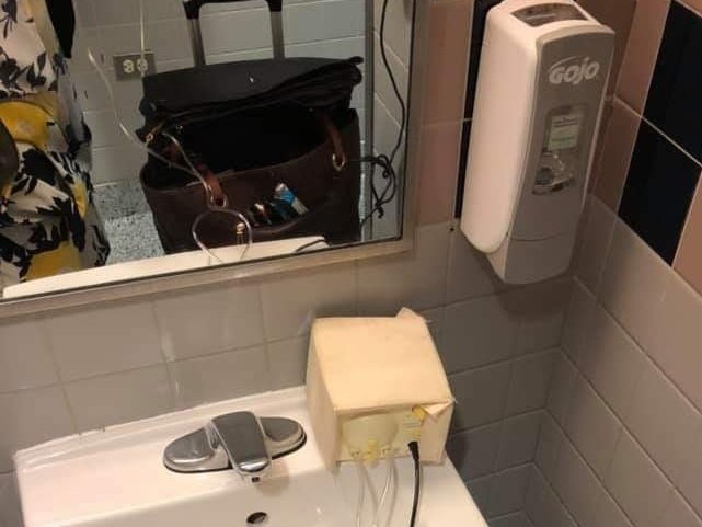Mom's photo of pump in women's bathroom