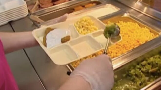 Lunch being served in school