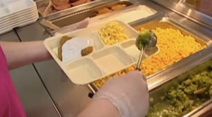 Lunch being served in school