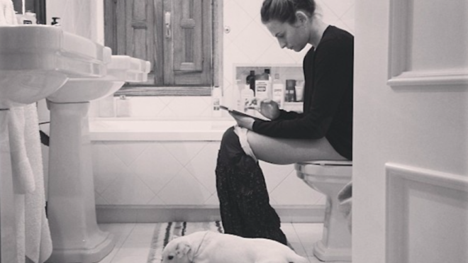 Woman using the bathroom