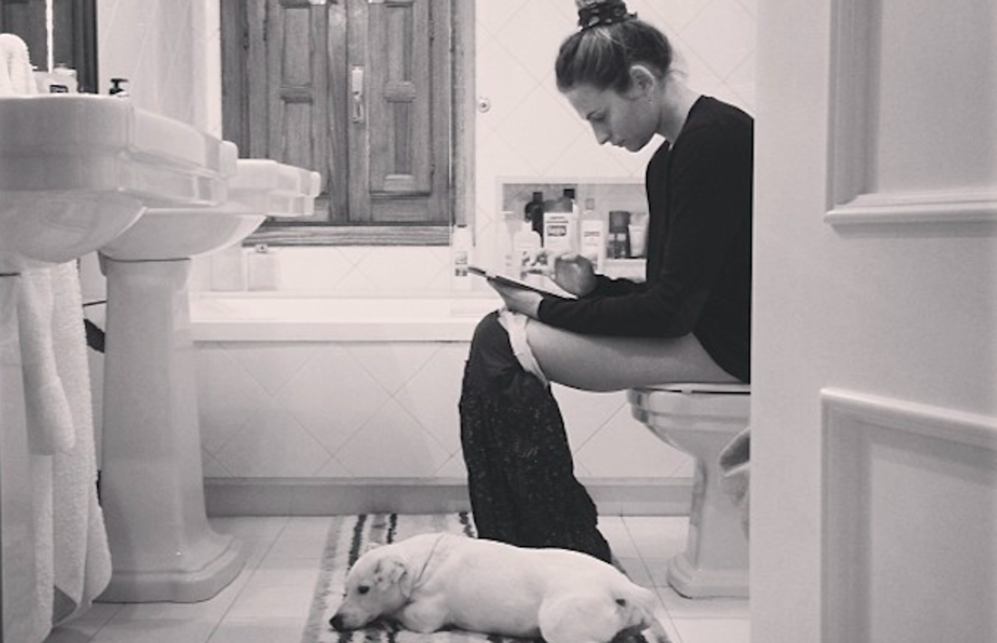 Woman using the bathroom