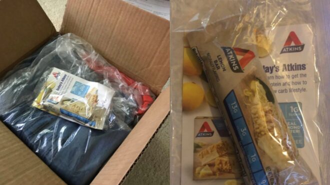 Photos of Atkins bars in Forever 21 orders