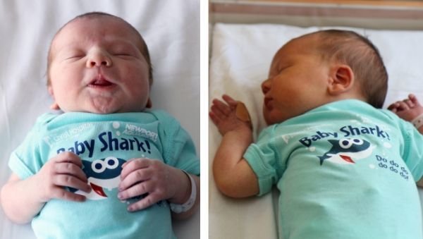 baby in Baby Shark onesie